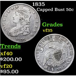 1835 Capped Bust Half Dollar 50c Grades vf++