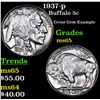 Image 1 : 1937-p Buffalo Nickel 5c Grades GEM Unc