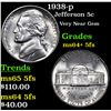 Image 1 : 1938-p Jefferson Nickel 5c Grades Choice Unc+ 5fs