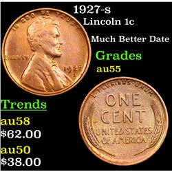 1927-s Lincoln Cent 1c Grades Choice AU