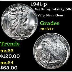 1941-p Walking Liberty Half Dollar 50c Grades Choice+ Unc