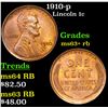 Image 1 : 1910-p Lincoln Cent 1c Grades Select+ Unc RB