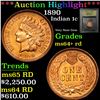 Image 1 : ***Auction Highlight*** 1890 Indian Cent 1c Graded Choice+ Unc RD by USCG (fc)