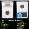 Image 1 : NGC 1863 Turban Liberty Civil War Token 1c Graded ms61 bn By NGC