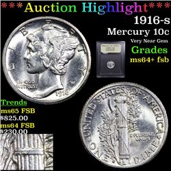 ***Auction Highlight*** 1916-s Mercury Dime 10c Graded Choice Unc+ FSB By USCG (fc)