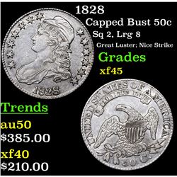 1828 Capped Bust Half Dollar 50c Grades xf+