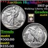 Image 1 : ***Auction Highlight*** 1917-p Walking Liberty Half Dollar 50c Graded Choice Unc By USCG (fc)