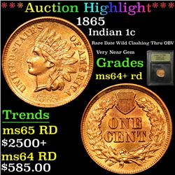 ***Auction Highlight*** 1865 Indian Cent 1c 'Wild Clashing' Graded Choice+ Unc RD by USCG (fc)