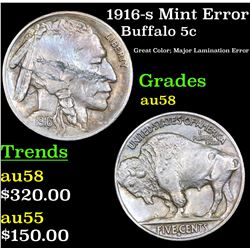 1916-s Mint Error Buffalo Nickel 5c Grades Choice AU/BU Slider