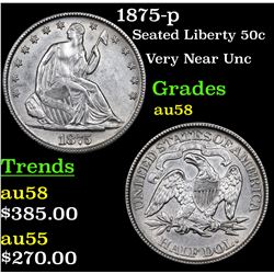 1875-p Seated Half Dollar 50c Grades Choice AU/BU Slider