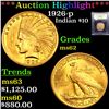 Image 1 : ***Auction Highlight*** 1926-p Gold Indian Eagle $10 Graded Select Unc by USCG (fc)