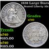 Image 1 : 1838 Large Stars Seated Liberty Dime 10c Grades xf