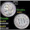 Image 1 : 1870 Three Cent Copper Nickel 3cn Grades Select+ Unc