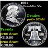 Image 1 : 1961 Franklin Half Dollar 50c Grades GEM+ Proof Deep Cameo