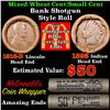 Image 1 : Mixed small cents 1c orig shotgun roll, 1916-d Wheat Cent, 1893 Indian Cent other end Grades