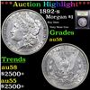 Image 1 : ***Auction Highlight*** 1892-s Morgan Dollar $1 Graded Choice AU/BU Slider By USCG (fc)