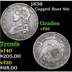 1836 Capped Bust Half Dollar 50c Grades vf++