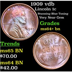 1909 vdb Lincoln Cent 1c Grades Choice+ Unc BN