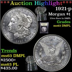 ***Auction Highlight*** 1921-p Morgan Dollar $1 Graded Select Unc DMPL By USCG (fc)
