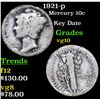 Image 1 : 1921-p Mercury Dime 10c Grades vg+
