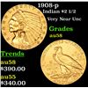 Image 1 : 1908-p Gold Indian Quarter Eagle $2 1/2 Grades Choice AU/BU Slider