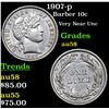 Image 1 : 1907-p Barber Dime 10c Grades Choice AU/BU Slider