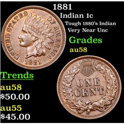 1881 Indian Cent 1c Grades Choice AU/BU Slider