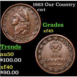 1863 Our Country Civil War Token 1c Grades xf+