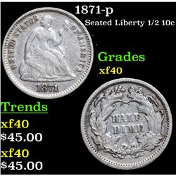1871-p Seated Liberty Half Dime 1/2 10c Grades xf