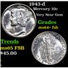 Image 1 : 1943-d Mercury Dime 10c Grades Choice Unc+ FSB