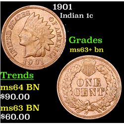 1901 Indian Cent 1c Grades Select+ Unc BN