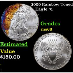 2000 Rainbow Toned Silver Eagle Dollar $1 Grades GEM+++ Unc