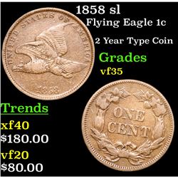 1858 sl Flying Eagle Cent 1c Grades vf++