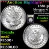 Image 1 : ***Auction Highlight*** 1881-p Morgan Dollar $1 Graded GEM++ Unc By USCG (fc)