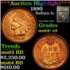Image 1 : ***Auction Highlight*** 1890 Indian Cent 1c Graded Choice+ Unc RD by USCG (fc)