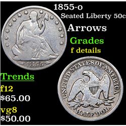 1855-o Seated Half Dollar 50c Grades f details