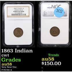 NGC 1863 Indian Civil War Token 1c Graded au58 By NGC