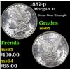 Image 1 : 1887-p Morgan Dollar $1 Grades GEM Unc