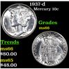 Image 1 : 1937-d Mercury Dime 10c Grades GEM+ Unc