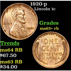 1920-p Lincoln Cent 1c Grades Select+ Unc RB