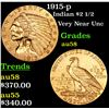 Image 1 : 1915-p Gold Indian Quarter Eagle $2 1/2 Grades Choice AU/BU Slider