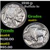 Image 1 : 1916-p Buffalo Nickel 5c Grades Select+ Unc