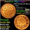 Image 1 : ***Auction Highlight*** 1863 Army & Navy Civil War Token 1c Graded Choice+ Unc RD By USCG (fc)