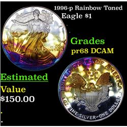 1996-p Rainbow Toned Silver Eagle Dollar $1 Grades GEM++ Proof Deep Cameo