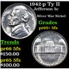1942-p Ty II Jefferson Nickel 5c Grades Select Proof