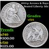 Image 1 : 1853-p Arrows & Rays Seated Half Dollar 50c Grades vf+
