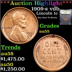 ***Auction Highlight*** 1909-s vdb Lincoln Cent 1c Graded Choice AU by USCG (fc)