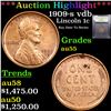 Image 1 : ***Auction Highlight*** 1909-s vdb Lincoln Cent 1c Graded Choice AU by USCG (fc)