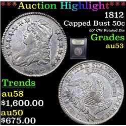 ***Auction Highlight*** 1812 Capped Bust Half Dollar 50c Graded Select AU by USCG (fc)
