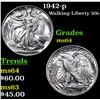 Image 1 : 1942-p Walking Liberty Half Dollar 50c Grades Choice Unc